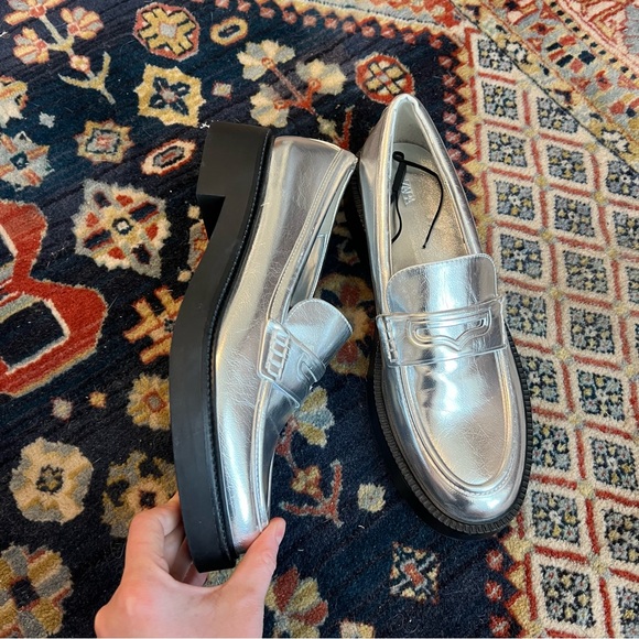 Zara Metallic Silver Loafers- Never worn - Picture 3 of 8